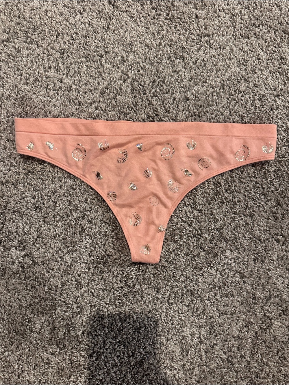Victoria's Secret Peach Thong with Metallic Gold Accents